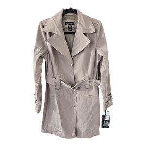 New York & Company Trench Coat  Small Brown Women Long Sleeve Button Up New